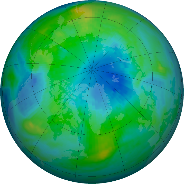 Arctic ozone map for 11 October 1983
